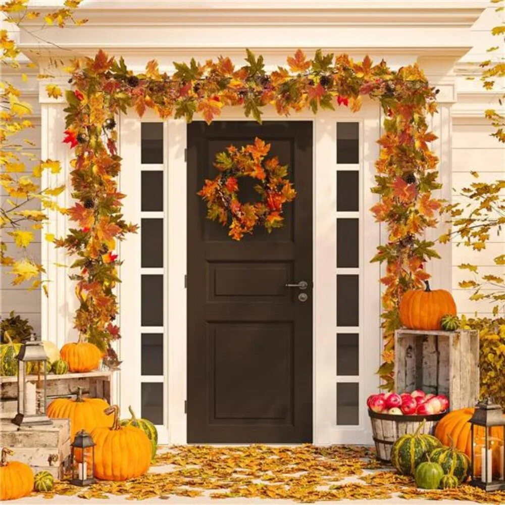 Fall Maple Leaf Garland, 6 Ft Fall Decor Garland with Pine Cones